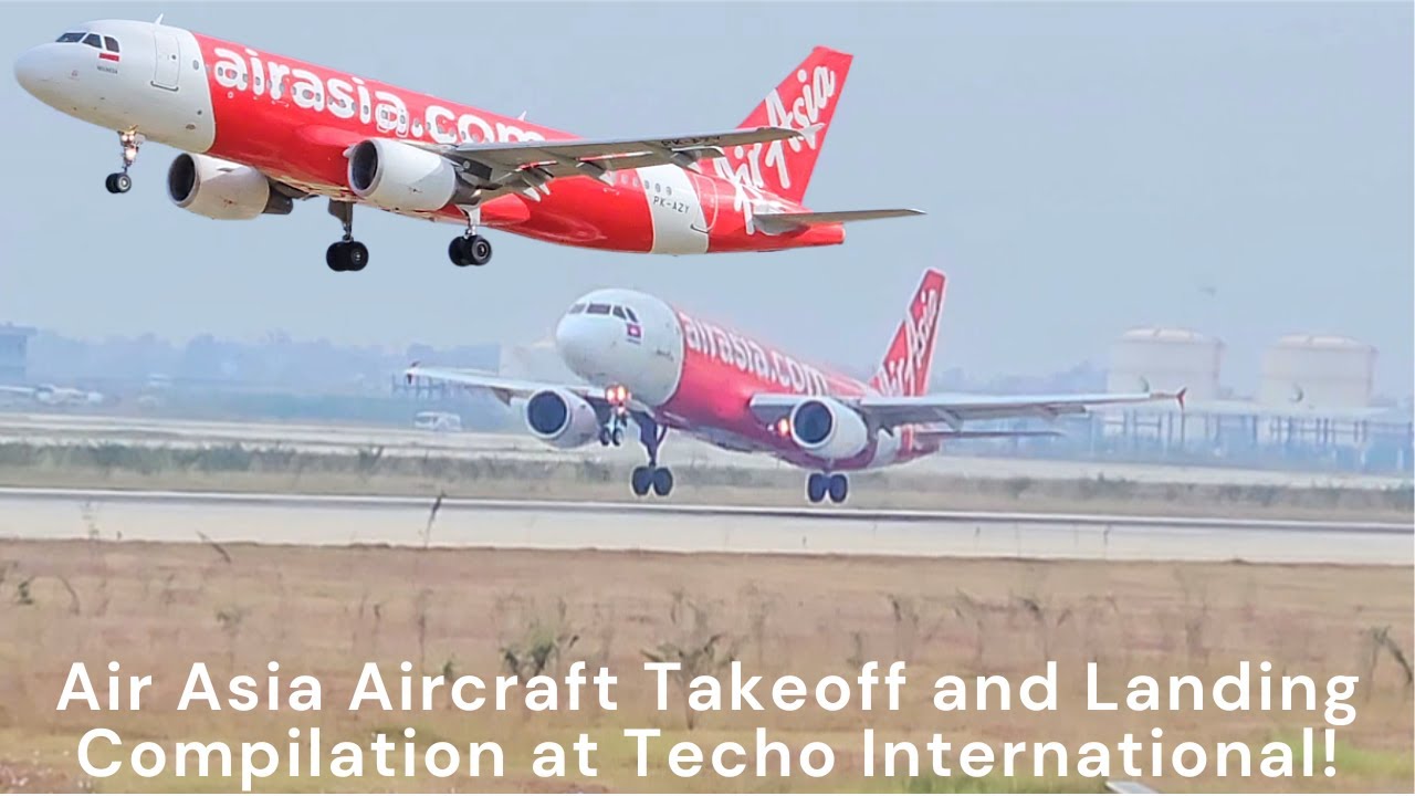 Air Asia Aircraft Takeoff and Landing Compilation at Techo International!