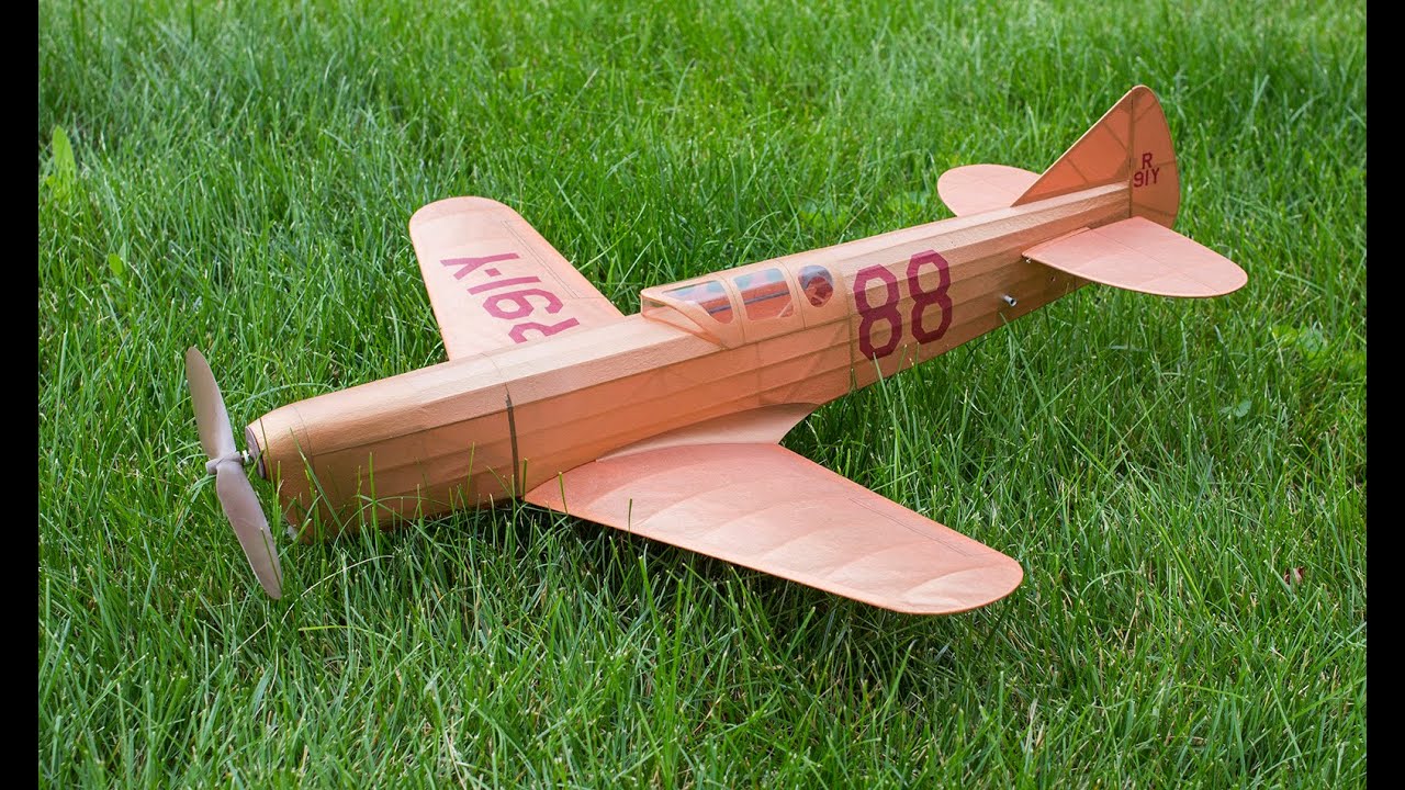 Rubber-powered Haines Racer, max flight, DT assisted