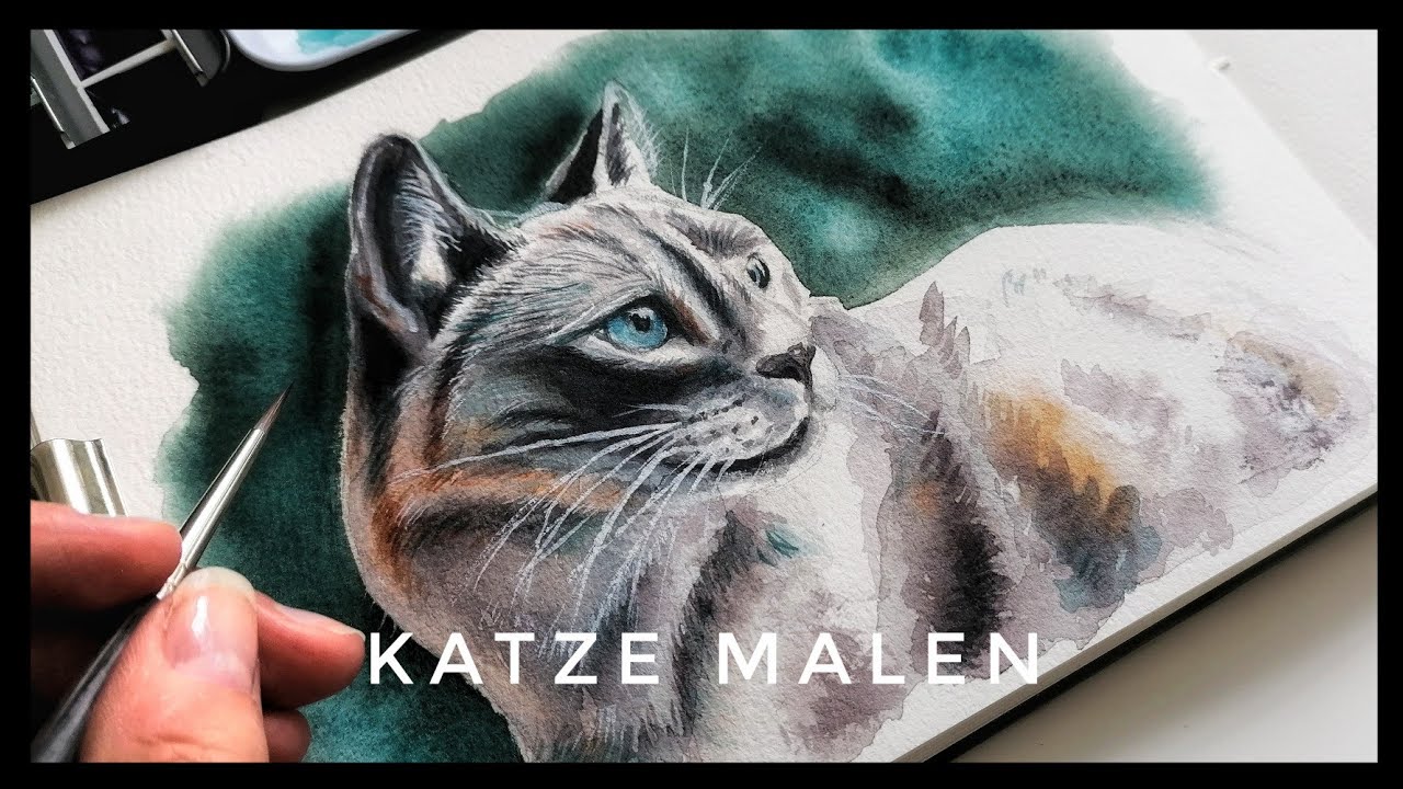 MALEN mit AQUARELL - Katze malen lernen