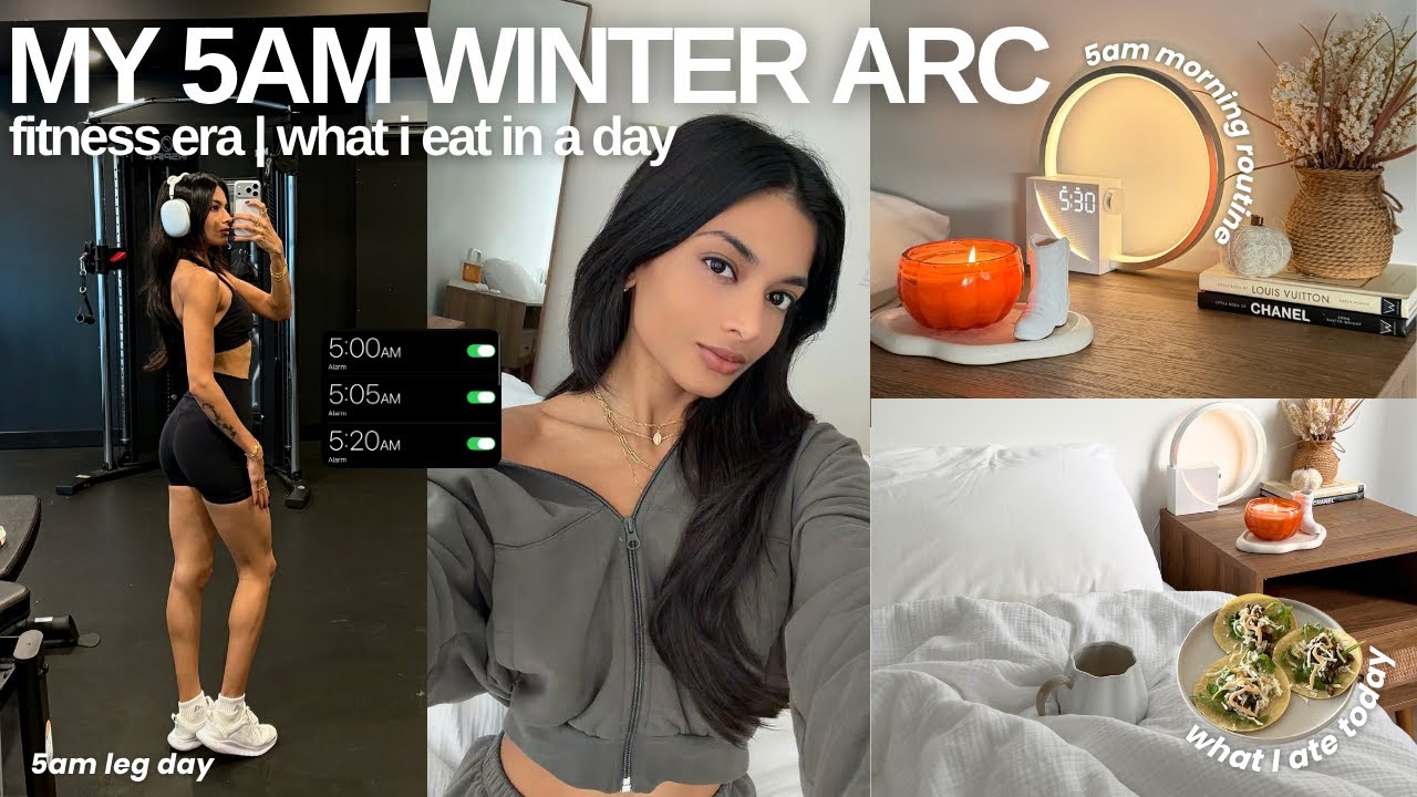 5 AM PRODUCTIVITY ROUTINE ❄️ | leg day, full day of eating & winter arc vlog