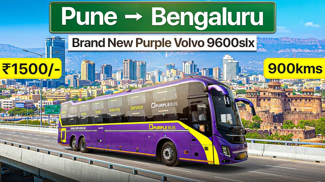 Pune to Bangalore in Purple Volvo 9600SLX | Luxury Sleeper Bus Journey