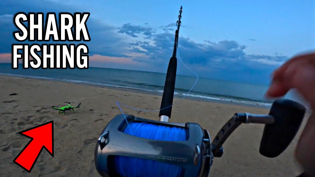 BEACH SHARK FISHING AT NIGHT! BIG BAITS BIG SHARKS FROM THE BEACH! DRONE FISHING FOR SHARKS!