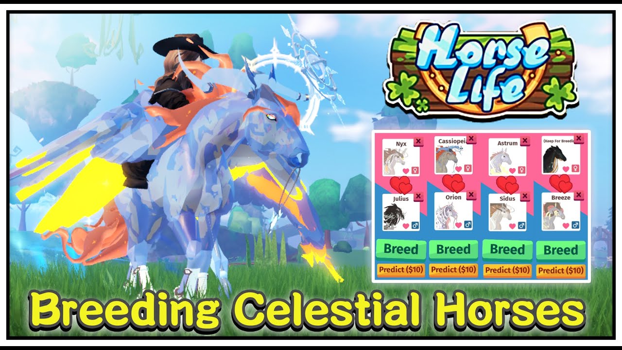 [Roblox: Horse Life] Breeding Celestial Horses! 10+ Foals! Trying Different Combinations & More!