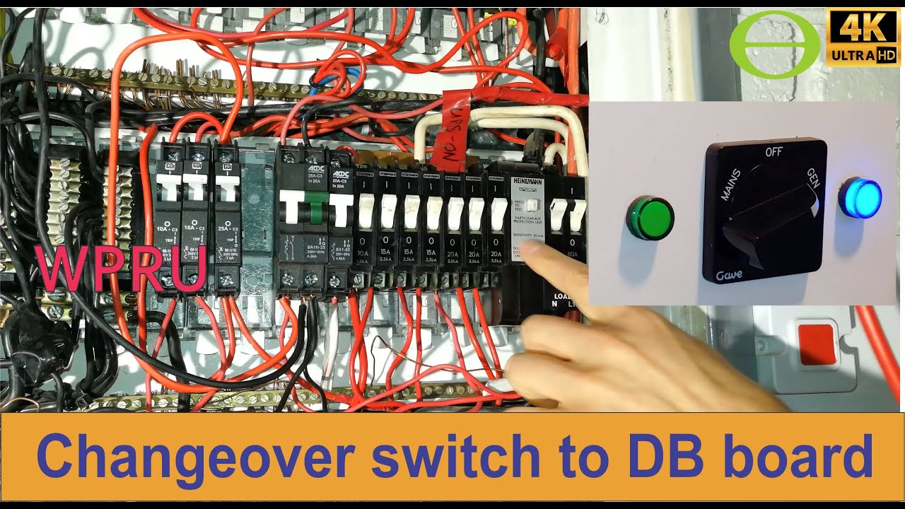 How to wire a single phase change over switch to a 3-phase DB board.