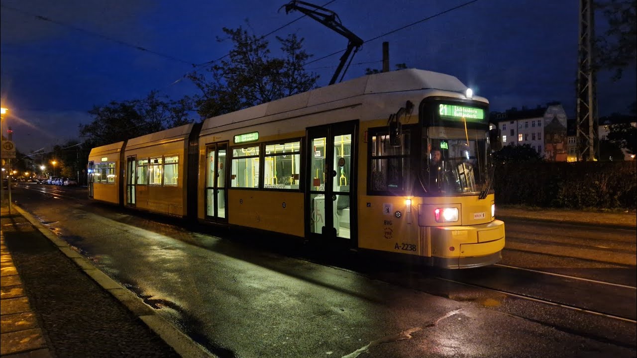 Tram Berlin | Mitfahrt in der 21 von S+U Lichtenberg/Gudrunstr. bis Gotlindestraße im GTZO.2 2238-C