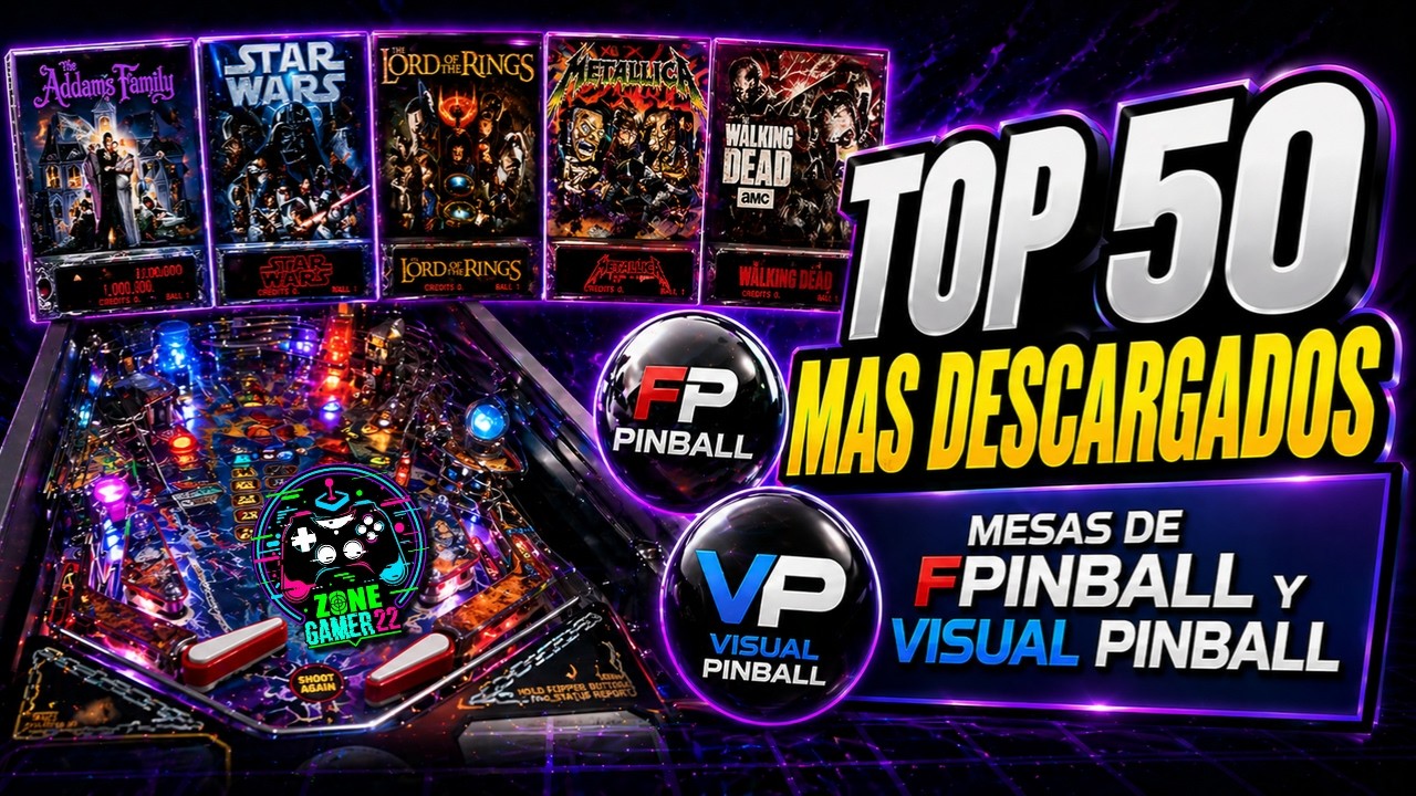 TOP 50 JUEGOS PINBALL🔥Mesas Épicas🔥Future y Visual Pinball🎮🔥Pack Con EMULADORES CONFIGURADO FULL HD🔥