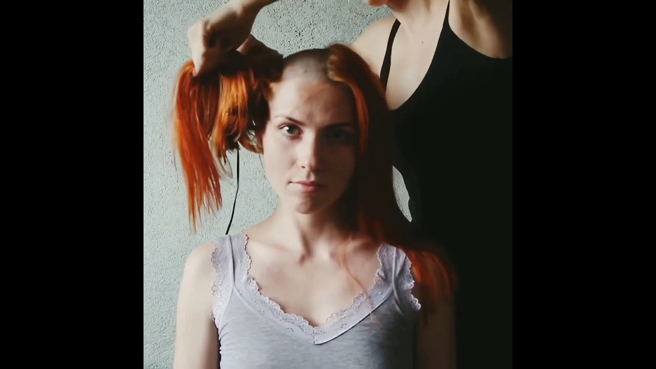 Redhead girl headshave (HD remaster and slow-mo edit)