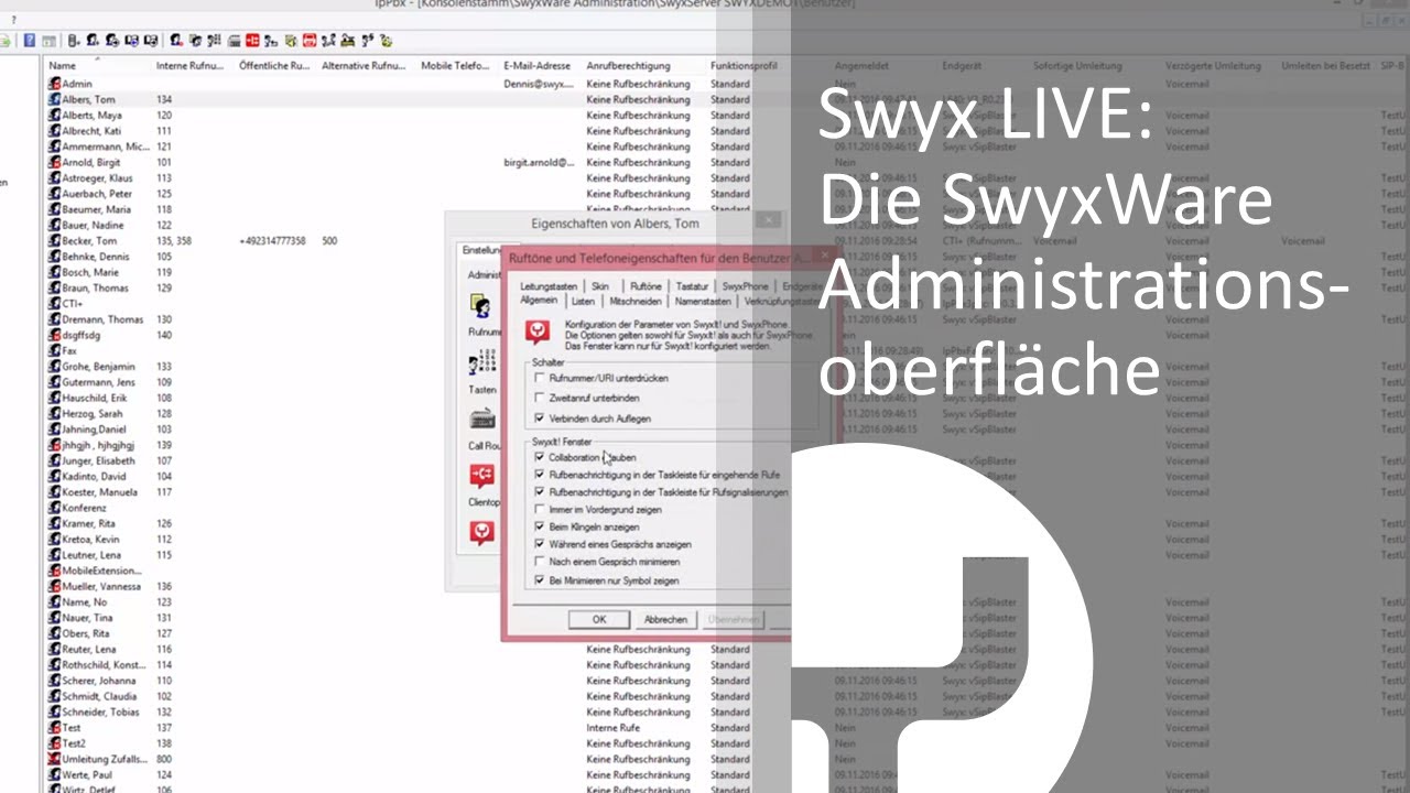 Swyx LIVE: Die SwyxWare Administrationsoberfläche