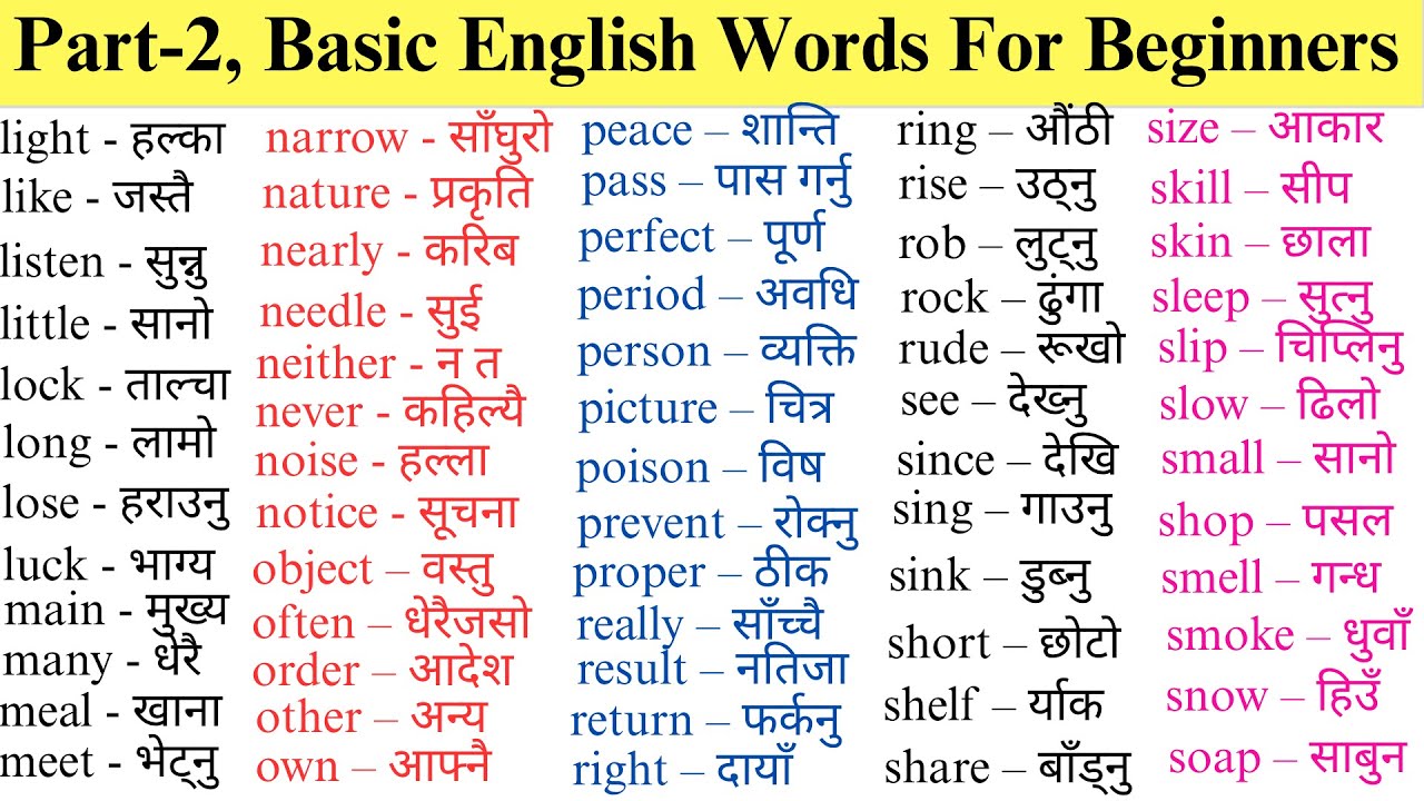 अङ्ग्रेजी बोल्न शुरू गर्दा आवश्यक पर्ने Words | Basic English words | Improve your vocabulary
