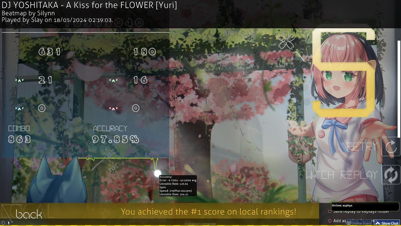 [osu!] A Kiss for the FLOWER [Yuri] 97.85% FC