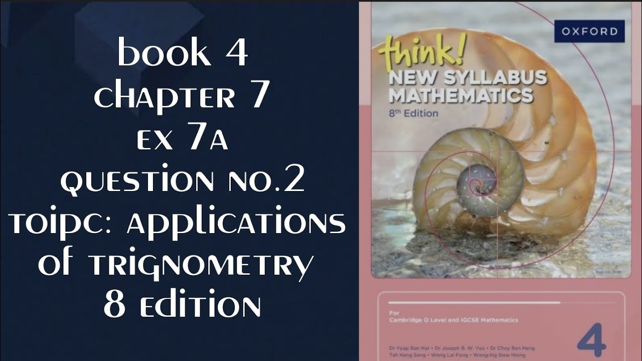 New syllabus Mathematics 8 edition book 4 Chapter 7:  Ex 7A Q2 #trignometry   #maths​​​​​