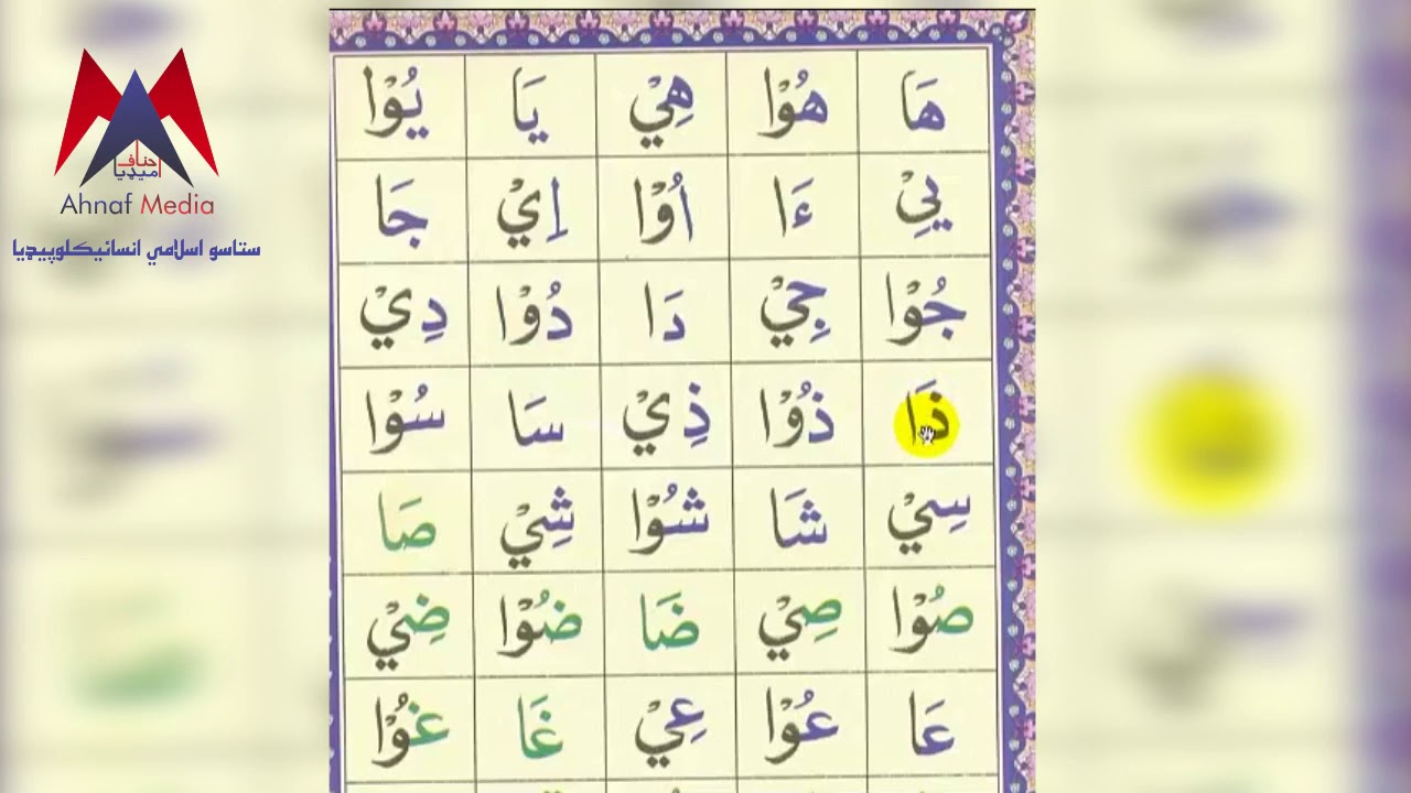 Noorani Qaida Pashto Lesson 8 Part 1    نوراني قاعده پښتو ۸  تختۍ ۱ برخه