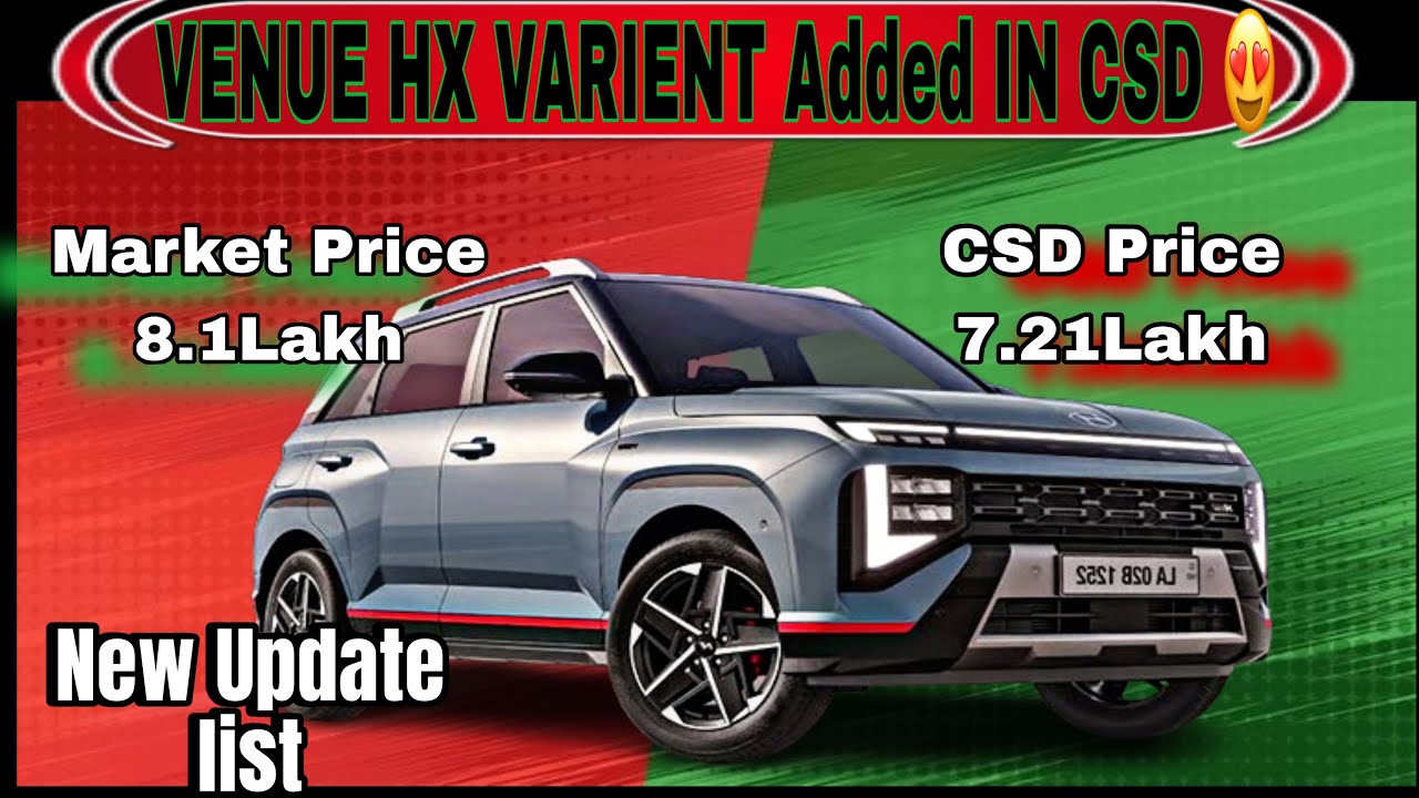 Hyundai Venue HX Variant Finally Added in CSD! 😍 New 2026 Canteen Price List & Eligibility