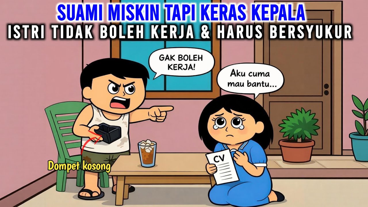 SUAMI MISKIN TAPI KERAS KEPALA, ISTRI TIDAK BOLEH KERJA DAN HARUS BERSYUKUR | ANIMASI AZAB