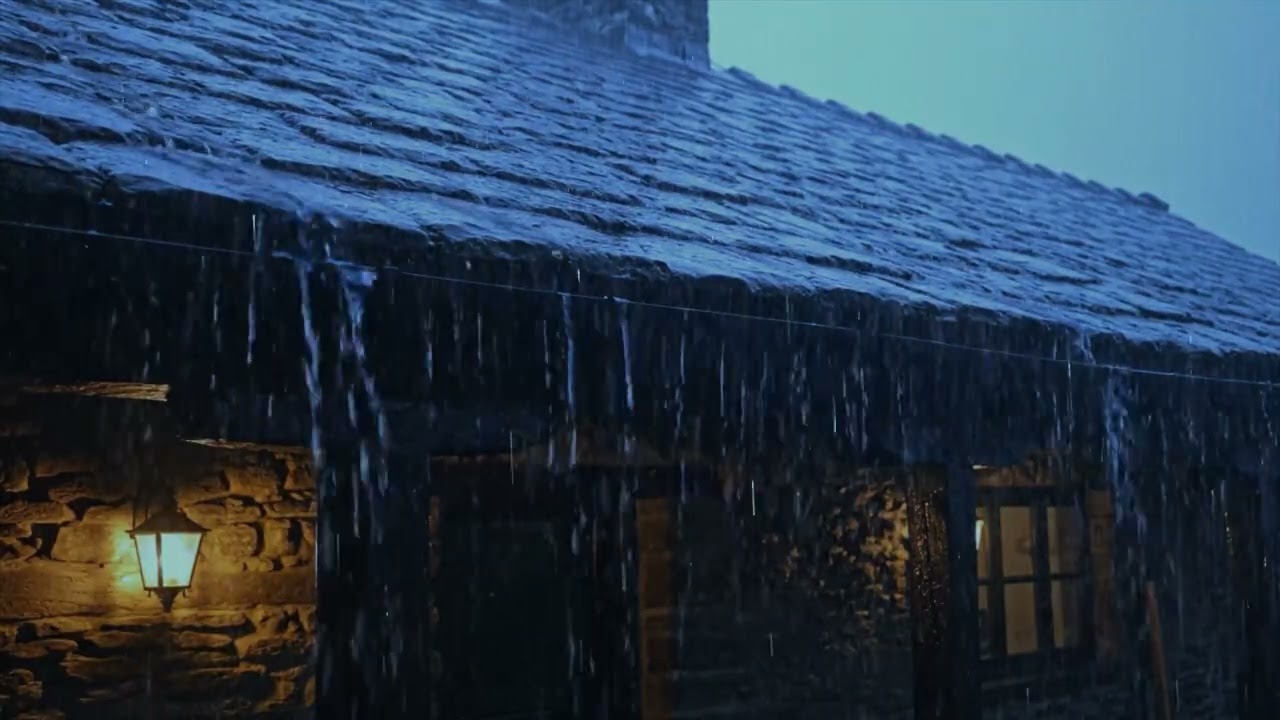 Goodbye Anxiety to Deep Sleep 💤 Heavy Rain Sounds & Thunderstorm on a Roof at Night for Sleeping