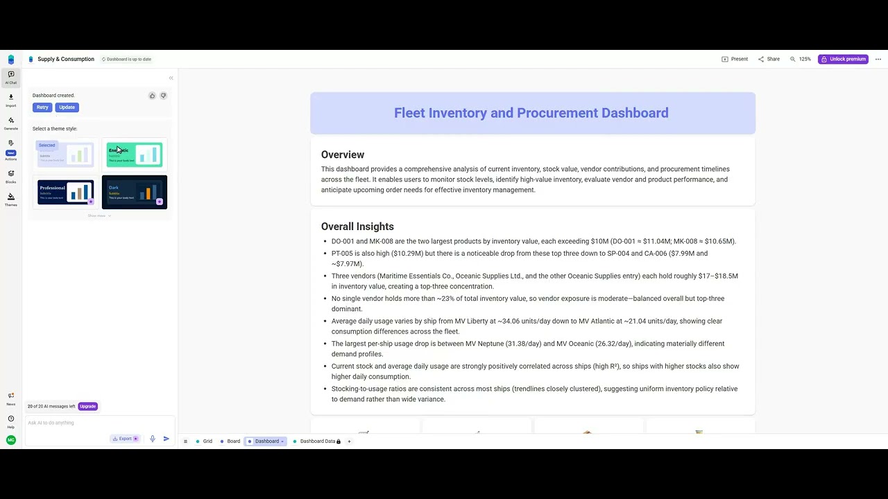 Build a Fleet Inventory and Procurement Dashboard in 2 Minutes with AI - Bricks Tutorial