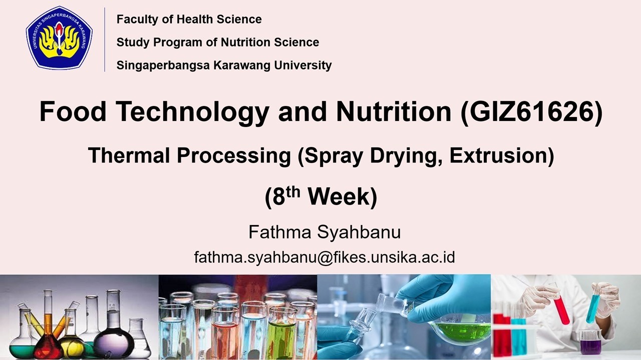 Teknologi Pangan dan Gizi I PROSES TERMAL I EXTRUSION PART 1 LANJUTAN