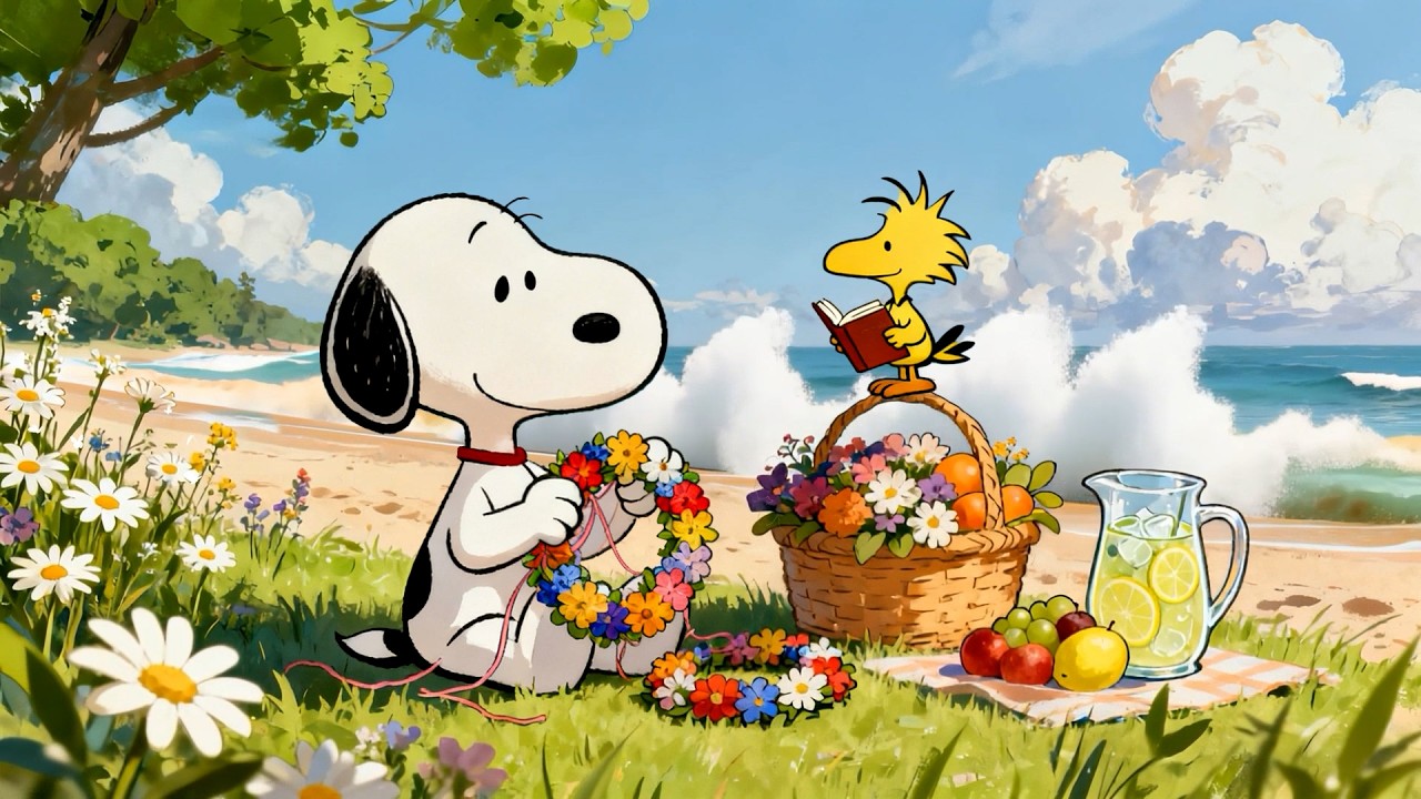 Snoopy&rsquo;s Sunny Beach Picnic ☀️ Cozy Summer Lofi Beats for Relaxing & Studying 🌊