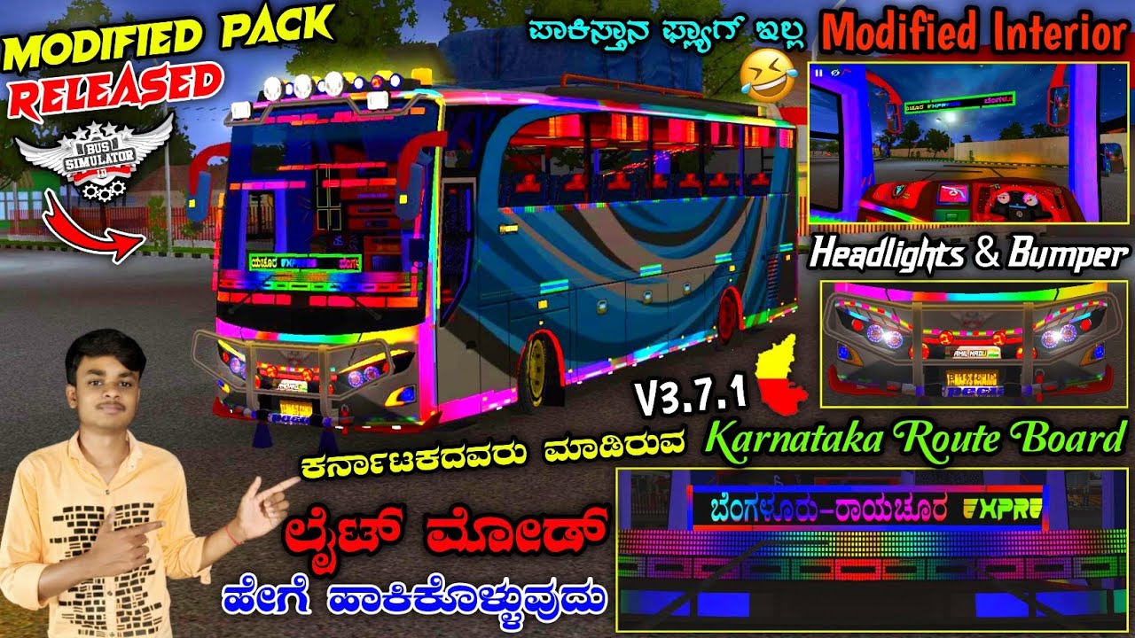 ️EXTRA LIGHTINGS MOD FOR BUSSID JET BUS FOR BUS SIMULATOR INDONESIA V3.7.1 IN KANNADA BY CGK💛❤️#cgk
