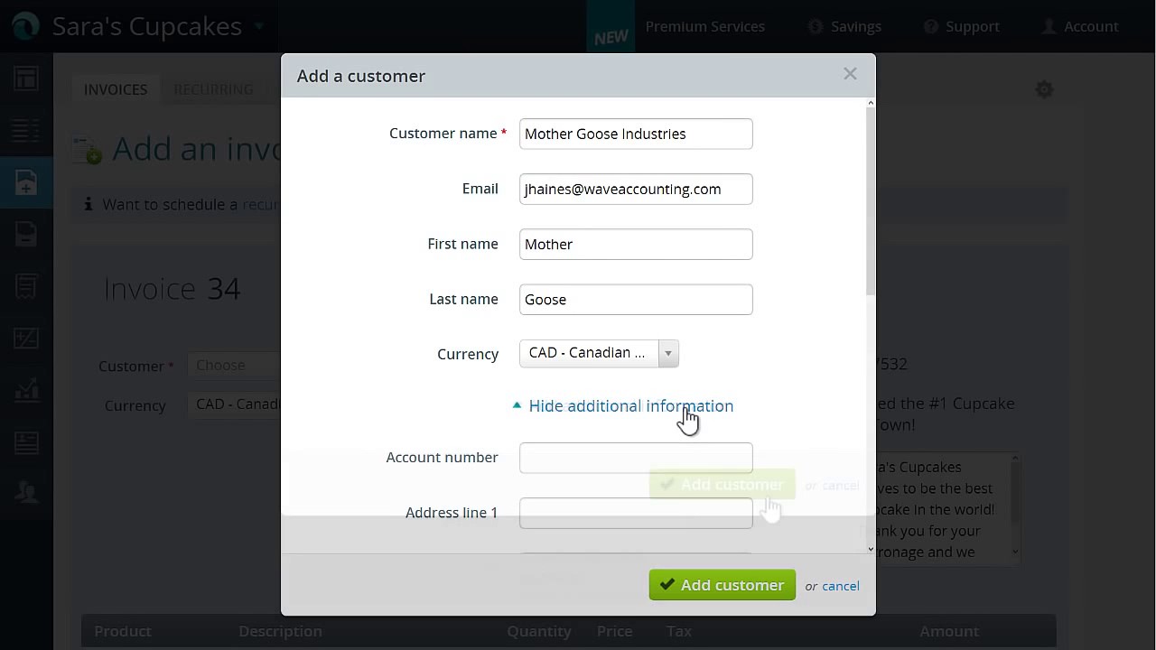 WaveApps Guide: Save a Customer