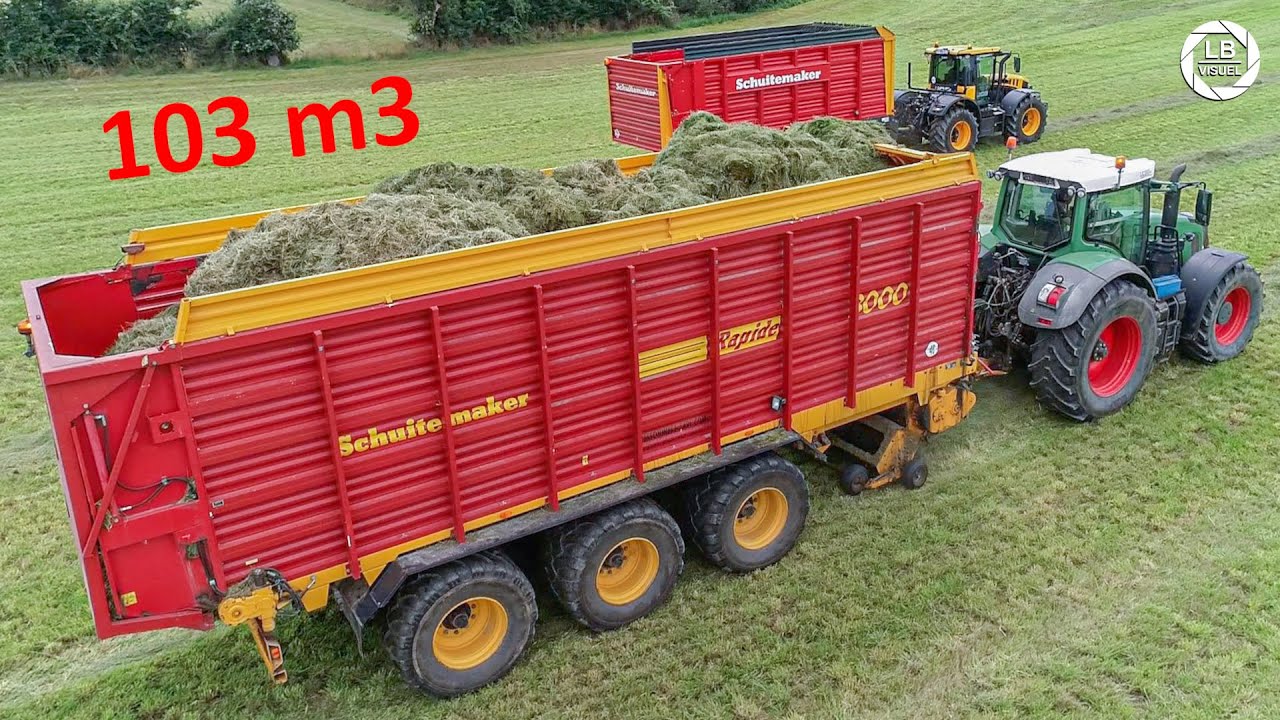 103 m3 au ramassage d’herbe !! SCHUITEMAKER | JCB | FENDT