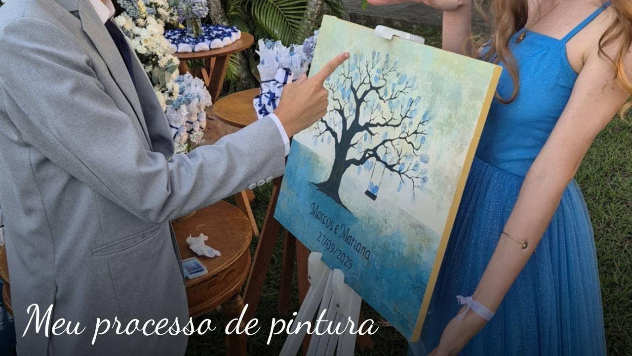 pintando um quadro para o casamento dos meus amigos