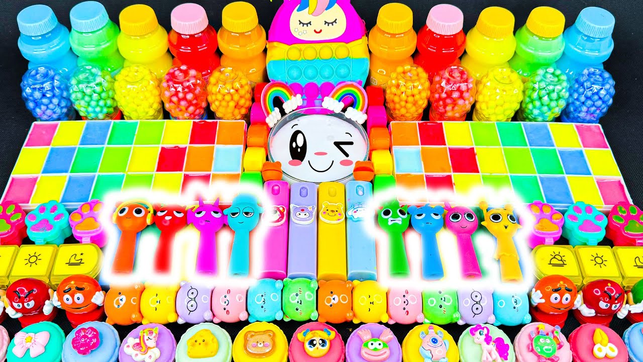 ASMR слайм 🌈 DIY Радужный единорог, Спрунки, глина, бусины и блёстки | Смешиваем случайные