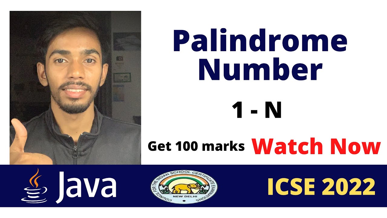 Palindrome number from 1- 100 Java Program | computers Prateik Sharma ICSE 2022 java #icse #Icse2022