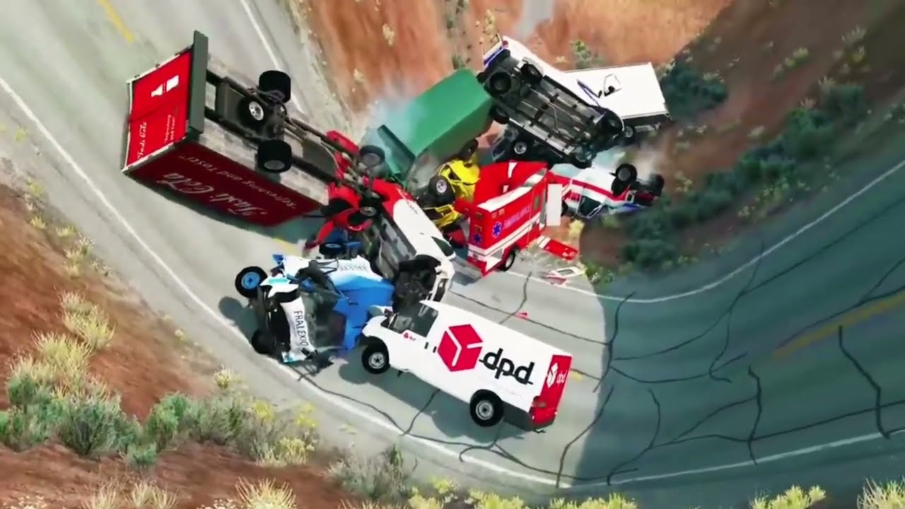 Cars and Trucks vs Potholes Reverse - BeamNG Drive