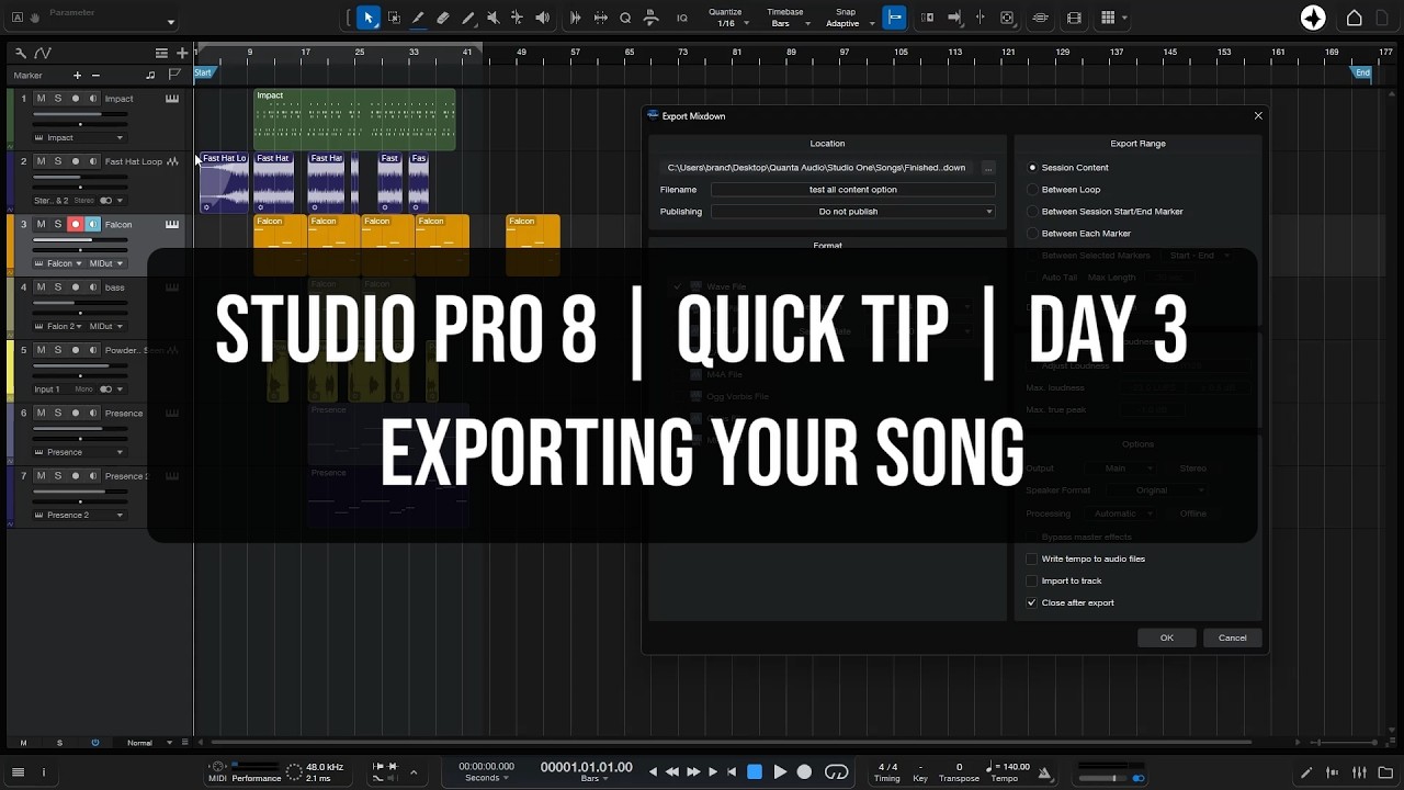 Studio Pro 8 | Быстрый совет, день 3 | Экспорт вашей песни