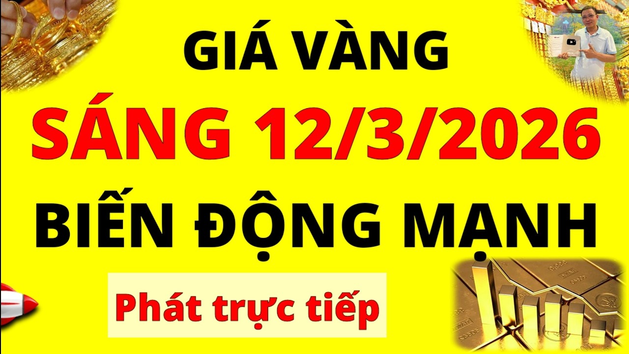 Trực tiếp giá vàng Sáng hôm nay ngày 12/3/2026 - Biến động mạnh giá vàng 9999, Sjc, Pnj, Doji, Btmc