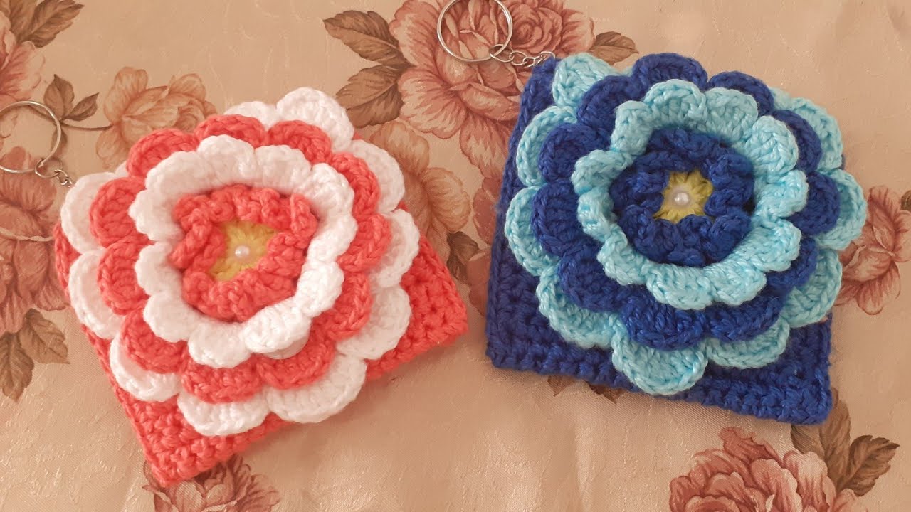 Bolsinha porta moedas em crochê 🌺 #portamoedasemcrochê #bolsinhaportamoedasemcrochê