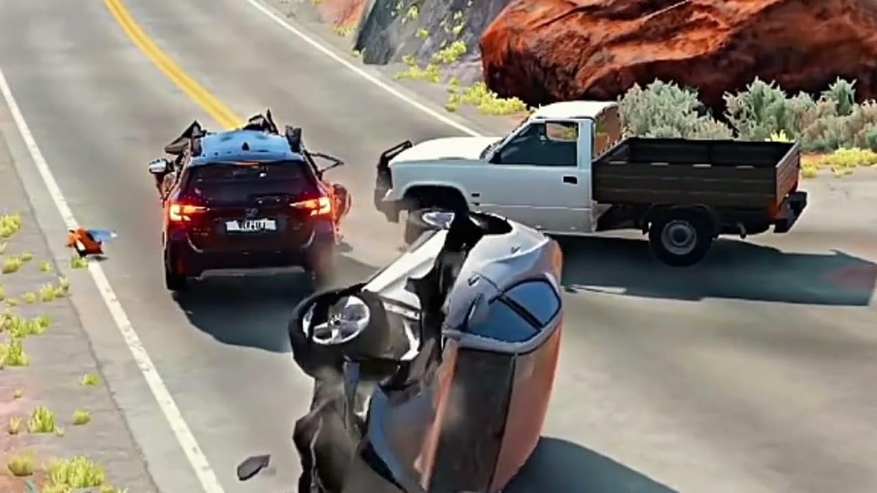 Realistic Highway Car Crashes #10