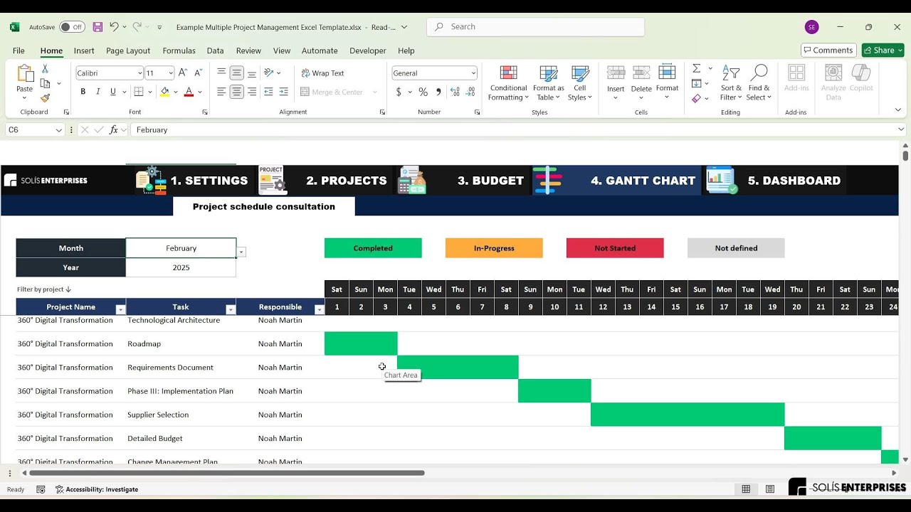 Multiple Project Management Excel Template | Professional Excel Planner for Multi-Project Management