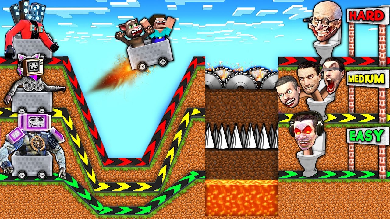 MEGA RAMP of TV MAN TITAN and TV WOMAN and SPEAKER MAN vs SKIBIDI TOILET in MINECRAFT animation