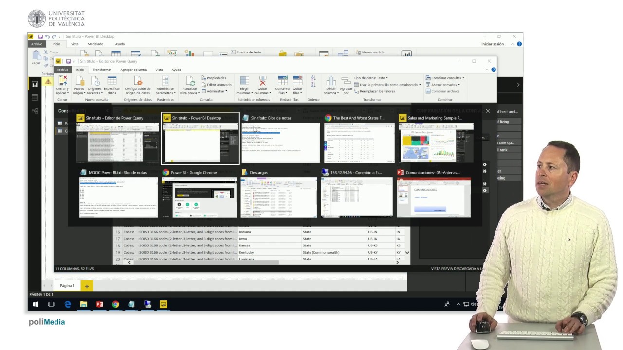 MOOC Power BI.  Ejemplo inicial parte 1. carga de datos | 8/136 | UPV