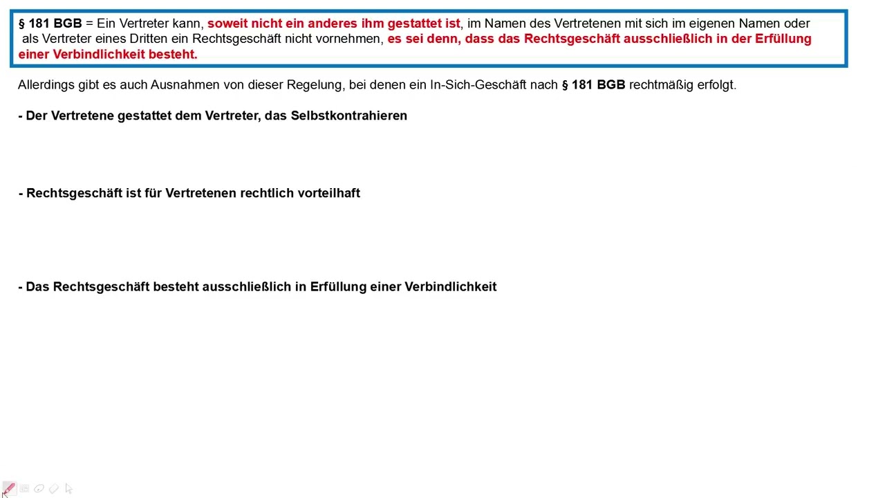 Das In Sich Geschäft § 181 BGB und der Missbrauch der Vollmacht   BGB AT 13