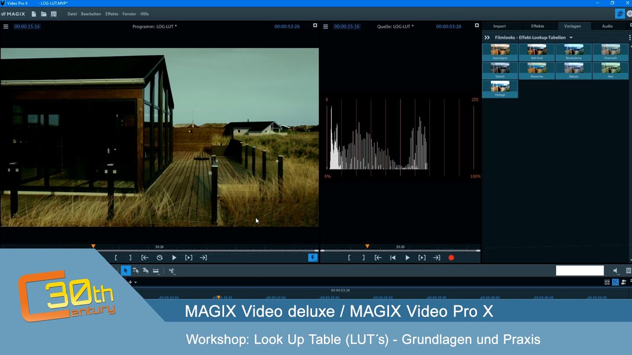 MAGIX Pro Video X12 - LookUpTable (LUTs) & Log-Profiles in der Praxis