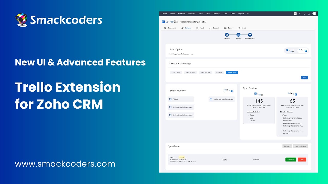 Trello Integration for Zoho CRM-  New UI and Advanced  features