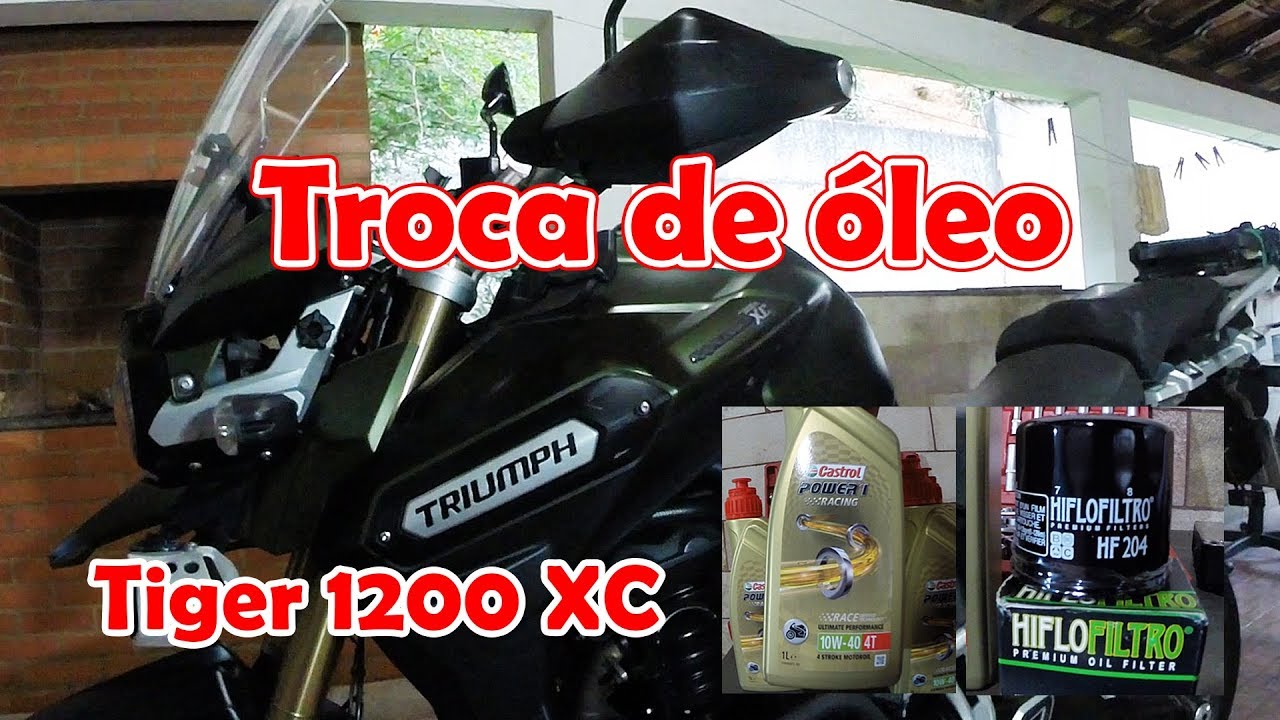 Triumph Tiger 1200 XC troca de óleo castrol 100% sintetico 10w40 + filtro Hiflofiltro