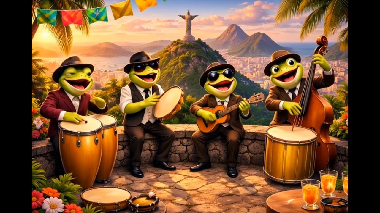 🎶 Samba Instrumental no Rio de Janeiro 🇧🇷 | FrogBand ao Pôr do Sol com Vista do Cristo