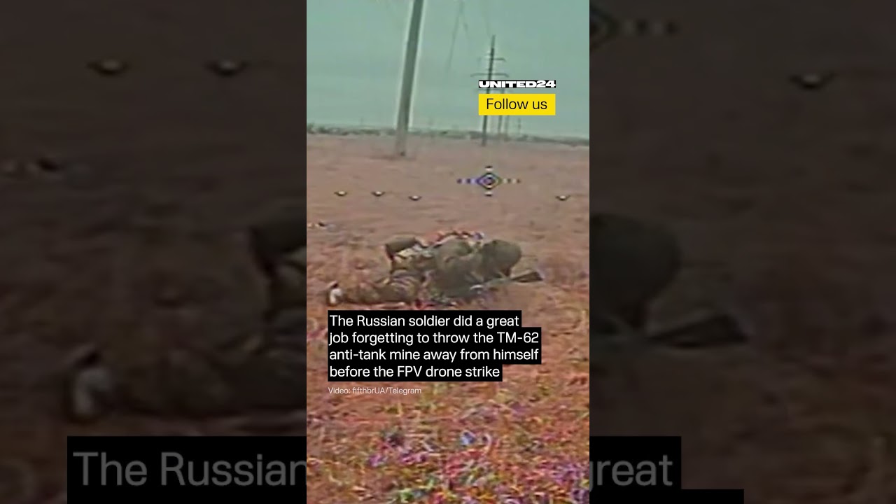 Ukrainian Drone Found Russian Soldier With TM-62 Mine #warinukraine