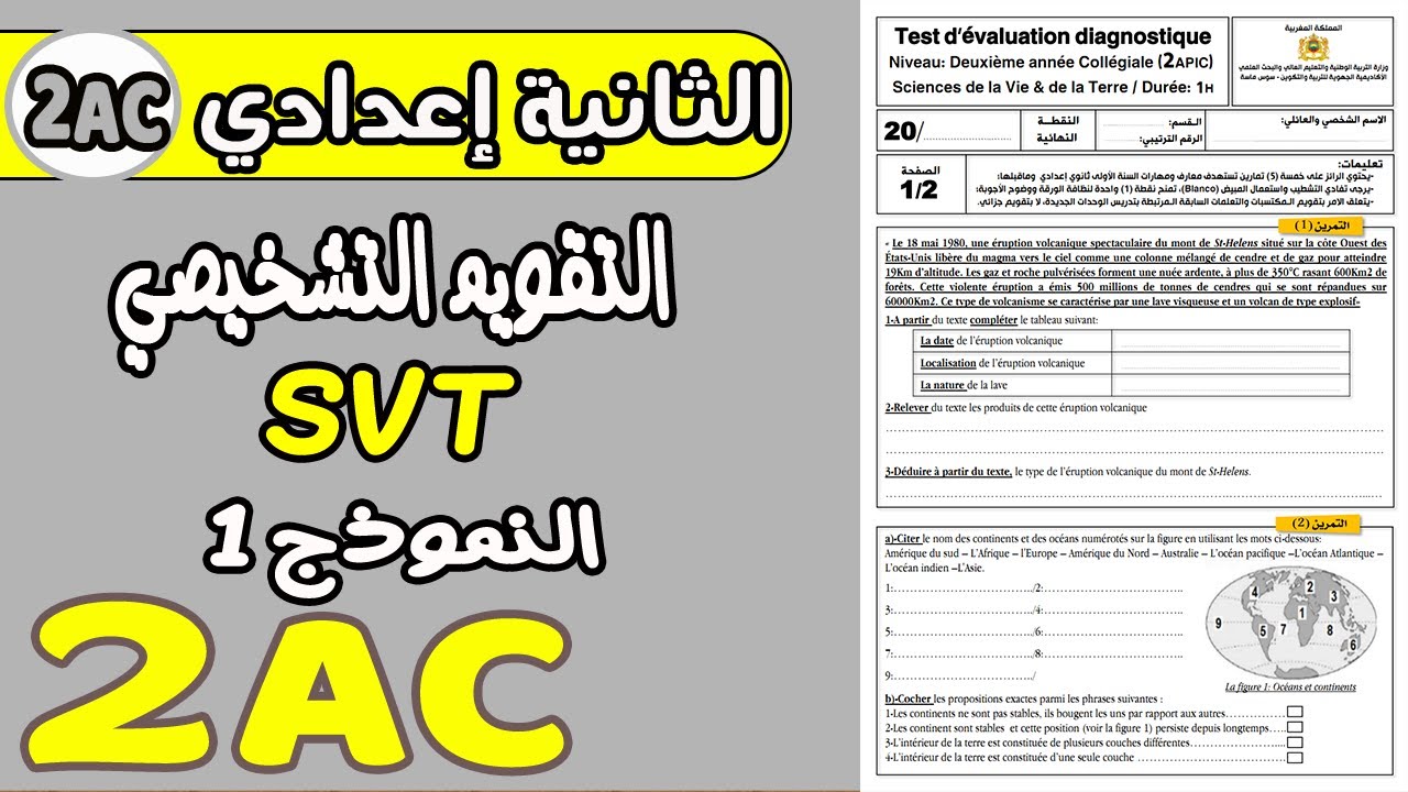 évaluation diagnostique SVT 2éme année collège