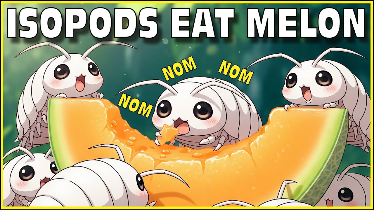 Isopods Eat Melon And Meat (Boar) In Isopod House Terrarium | Timelapse 4K