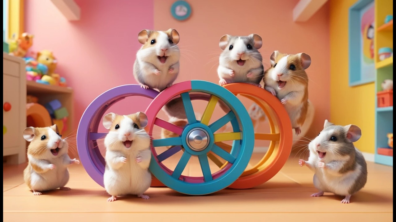 Vijf Kleine Hamsters Draaien, Draaien, Draaien | Vrolijke Kinderliedjes & Tellen