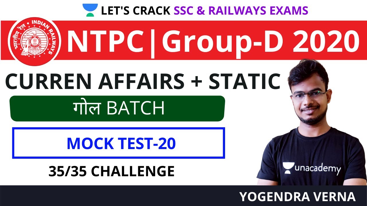 (Current Affairs + Static) Mock Test-20 | General Awareness | Target NTPC & Group-D 2020