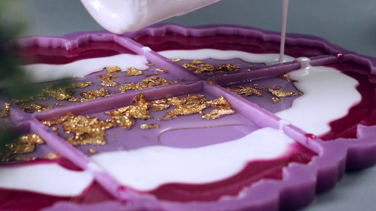 ورق ذهب مع الريزن ؟! , ما توقعنا النتيجة 😳 ||Coaster work with gold leaf