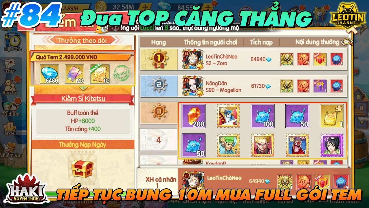 HAKI HUYỀN THOẠI - #84 TIẾP TỤC XẢ 10M ĐUA TOP DANH HIỆU - CLEAR FULL SHOP TEM