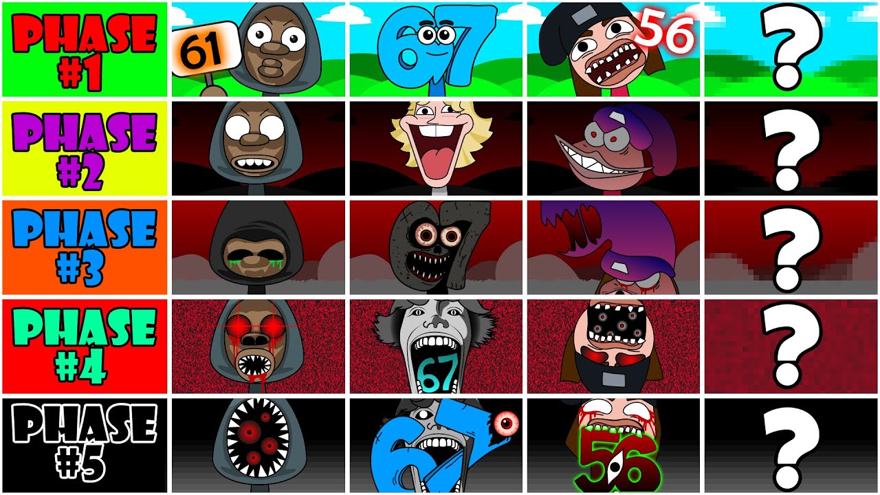 My Sprunki OC: 61 VS 67 VS 56 (Phase 1 to Phase 5 from MEME)
